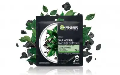 Garnier Saf Kömür Matlaştırıcı Siyah Kağıt Yüz Maskesi